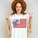 Blue Dinosaur US Flag Red Design - 4th Of July Unisex Crewneck T-Shirt Sweatshirt Hoodie