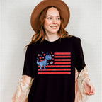 Blue Dinosaur US Flag Red Design - 4th Of July Unisex Crewneck T-Shirt Sweatshirt Hoodie