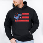 Blue Dinosaur US Flag Red Design - 4th Of July Unisex Crewneck T-Shirt Sweatshirt Hoodie