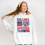 She Loves Jesus And America Too Red & Blue - 4th Of July Unisex Crewneck T-Shirt Sweatshirt Hoodie