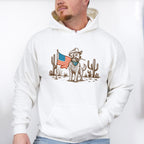 Cowboy Dog US Flag - 4th Of July Unisex Crewneck T-Shirt Sweatshirt Hoodie