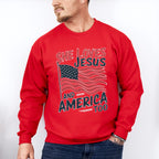 She Loves Jesus And America Too US Flag - 4th Of July Unisex Crewneck T-Shirt Sweatshirt Hoodie