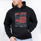 She Loves Jesus And America Too US Flag - 4th Of July Unisex Crewneck T-Shirt Sweatshirt Hoodie
