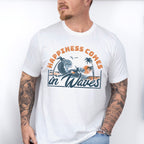 Happiness Comes In Waves Design - Surfing Theme Unisex Crewneck T-Shirt Sweatshirt Hoodie