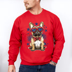 Bulldog And Fireworks - 4th Of July Unisex Crewneck T-Shirt Sweatshirt Hoodie