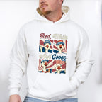 Red White And Goose Collage - 4th Of July Unisex Crewneck T-Shirt Sweatshirt Hoodie