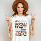 Red White And Goose Collage - 4th Of July Unisex Crewneck T-Shirt Sweatshirt Hoodie