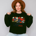 America Land Of The Free Flowers Design - 4th Of July Unisex Crewneck T-Shirt Sweatshirt Hoodie