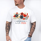 America Land Of The Free Flowers Design - 4th Of July Unisex Crewneck T-Shirt Sweatshirt Hoodie