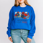 America Land Of The Free Flowers Design - 4th Of July Unisex Crewneck T-Shirt Sweatshirt Hoodie