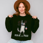 Feral & Free Raccoon Fireworks Design - 4th Of July Unisex Crewneck T-Shirt Sweatshirt Hoodie