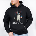 Feral & Free Raccoon Fireworks Design - 4th Of July Unisex Crewneck T-Shirt Sweatshirt Hoodie