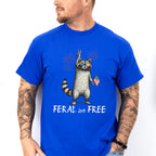 Feral & Free Raccoon Fireworks Design - 4th Of July Unisex Crewneck T-Shirt Sweatshirt Hoodie