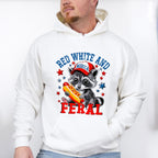 Red White And Feral Baby Raccoon - 4th Of July Unisex Crewneck T-Shirt Sweatshirt Hoodie