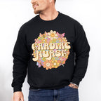 Cardiac Nurse Floral Circle Design - Cardiac Nurse Unisex Crewneck T-Shirt Sweatshirt Hoodie