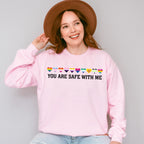 You Are Safe With Me Hearts - Gay Unisex Crewneck T-Shirt Sweatshirt Hoodie