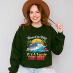 Board The Ship It's A Family Trip 2025 Yellow & Red - Vacation Unisex Crewneck T-Shirt Sweatshirt Hoodie