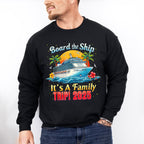 Board The Ship It's A Family Trip 2025 Yellow & Red - Vacation Unisex Crewneck T-Shirt Sweatshirt Hoodie