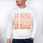 Groovy Er Nurse Design - ER Nurse Unisex Crewneck T-Shirt Sweatshirt Hoodie