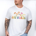 ICU Nurse Flowers Design - ICU Nurse Unisex Crewneck T-Shirt Sweatshirt Hoodie