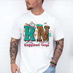 RN Leopard Design - Registered Nurse Unisex Crewneck T-Shirt Sweatshirt Hoodie