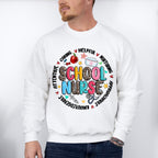School Nurse Leopard Circle Design - School Nurse Unisex Crewneck T-Shirt Sweatshirt Hoodie