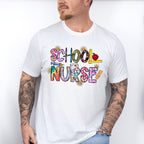 Flowers And Crayons School Nurse Design - School Nurse Unisex Crewneck T-Shirt Sweatshirt Hoodie