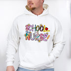 Flowers And Crayons School Nurse Design - School Nurse Unisex Crewneck T-Shirt Sweatshirt Hoodie