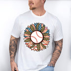Baseball Sunflower Design - Baseball Unisex Crewneck T-Shirt Sweatshirt Hoodie