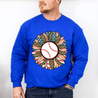Baseball Sunflower Design - Baseball Unisex Crewneck T-Shirt Sweatshirt Hoodie