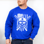 US Flag Skull Design - Baseball Unisex Crewneck T-Shirt Sweatshirt Hoodie