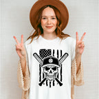 US Flag Skull Design - Baseball Unisex Crewneck T-Shirt Sweatshirt Hoodie