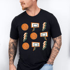 Ball Basket Lightning Doodles Design - Basketball Unisex Crewneck T-Shirt Sweatshirt Hoodie