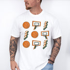 Ball Basket Lightning Doodles Design - Basketball Unisex Crewneck T-Shirt Sweatshirt Hoodie