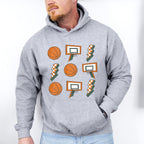 Ball Basket Lightning Doodles Design - Basketball Unisex Crewneck T-Shirt Sweatshirt Hoodie