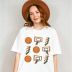 Ball Basket Lightning Doodles Design - Basketball Unisex Crewneck T-Shirt Sweatshirt Hoodie