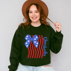 US Flag Cheerleader Ribbon Design - Cheerleader Unisex Crewneck T-Shirt Sweatshirt Hoodie