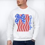 US Flag Cheerleader Ribbon Design - Cheerleader Unisex Crewneck T-Shirt Sweatshirt Hoodie