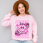 Pink Cheerleader Smiley Design - Cheerleader Unisex Crewneck T-Shirt Sweatshirt Hoodie