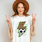 Lightning Half Soccer Ball Half Leopard Design - Soccer Unisex Crewneck T-Shirt Sweatshirt Hoodie