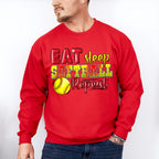 Eat Sleep Softball Repeat - Softball Unisex Crewneck T-Shirt Sweatshirt Hoodie