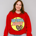 Softball Vibes Leopard Heart Design - Softball Unisex Crewneck T-Shirt Sweatshirt Hoodie