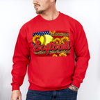Softball US Flag Sunflowers Design - Softball Unisex Crewneck T-Shirt Sweatshirt Hoodie