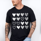 B&W Hearts Valentines Theme T-shirt, Hoodie, Sweatshirt