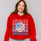 USA Flag Smiley 4Th Of July Unisex Crewneck T-Shirt Sweatshirt Hoodie