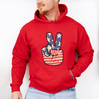 US Flag Peace Sign 4Th Of July Unisex Crewneck T-Shirt Sweatshirt Hoodie