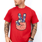 US Flag Peace Sign 4Th Of July Unisex Crewneck T-Shirt Sweatshirt Hoodie