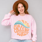 Forever Chasing Sunset Circle Design Summer Theme Unisex Crewneck T-Shirt Sweatshirt Hoodie