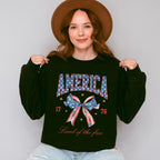 America Ribbon 4Th Of July Unisex Crewneck T-Shirt Sweatshirt Hoodie