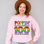 Poppin My Way Through 100 Days Of School Theme T-shirt, Hoodie, Sweatshirt